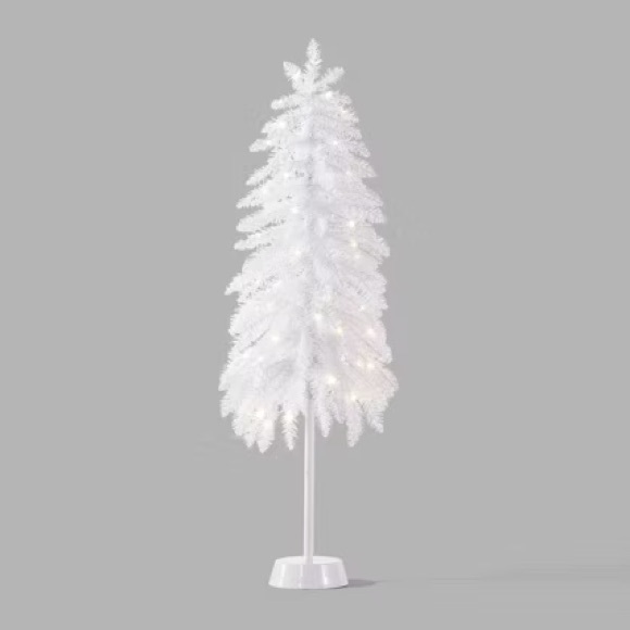 WONDERSHOP NWT pre-lit slim white tinsel alpine fir faux Christmas tree 4’ - Picture 1 of 8